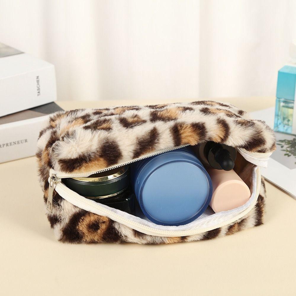 Large Capacity Women's Cosmetic Pouch Soft Cosmetic Storage Organizer Plush Makeup Bags  Ladies