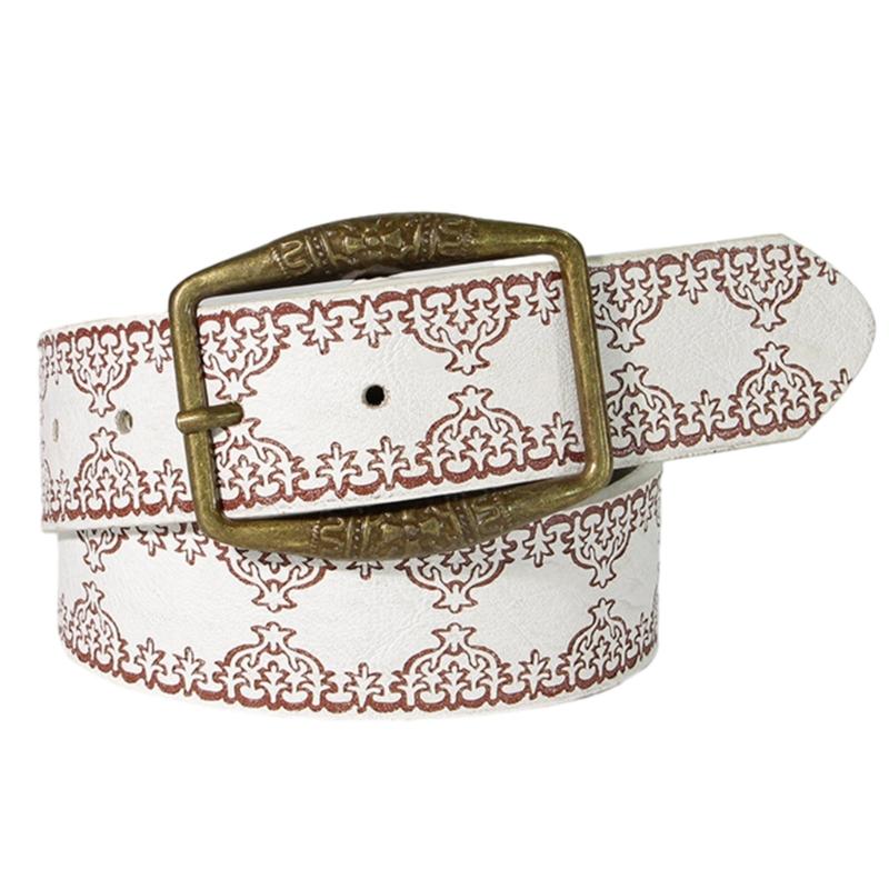 Vintage Antique Buckle Belt for Jeans Dress Women Engraved PU Leather Waist Belt