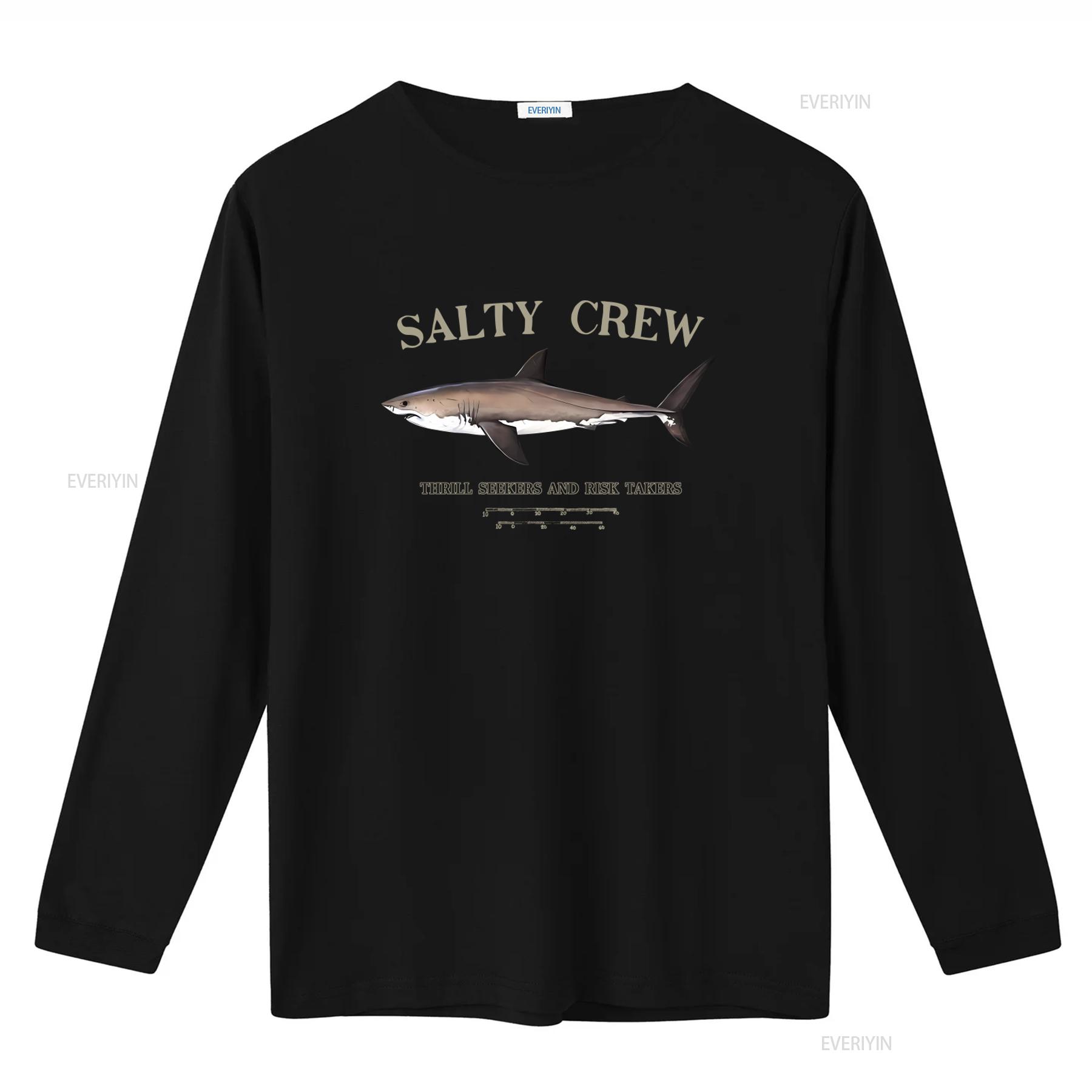 Salty Crew Chercheurs de sensations fortes et Preneurs de risques Imprimé requin Homme T-shirt Noir vintage Lavé Élégant Doux Polyvalent graphique M gray