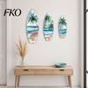 French Vintage Home Decor 3Pcs Wooden Surfboard Wall Art Decor, Natural Wood Hanging Sign, Sun-resistant Sculpture Lightweight Tropical Summer