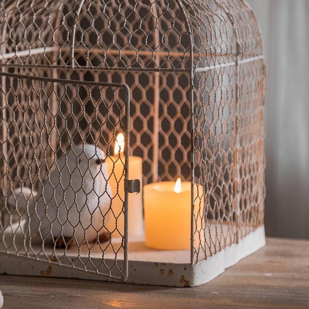 2 Pieces Vintage Birdcage Candle Holder Uncovered Wire Design for Living Room