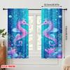 2pcs,2D plane printing Curtain Fabric Dreamy Seahorses Versatile Fabric (without rod) Festive Perfect for Study, Living Room,