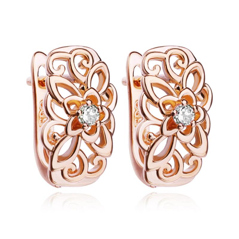 

Серьги-клипсы MINTHA с цветком, модные серьги цвета розового золота для свадьбы, повседневные модные украшения, серьги с полым цирконием для женщин, свадебные серьги A