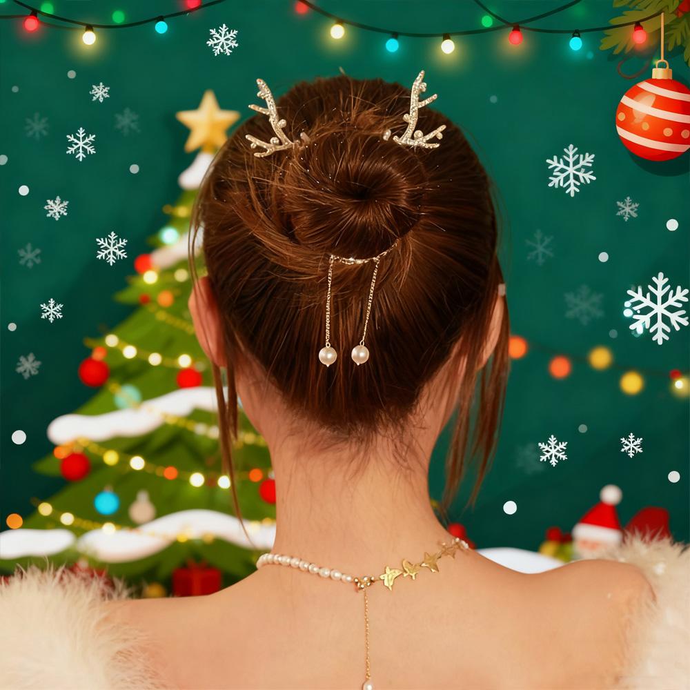 1PC Affordable Christmas Antlers Hair Clip Tassel Ball Head Cute Must-Have Hair Accessory for Festive Occasions