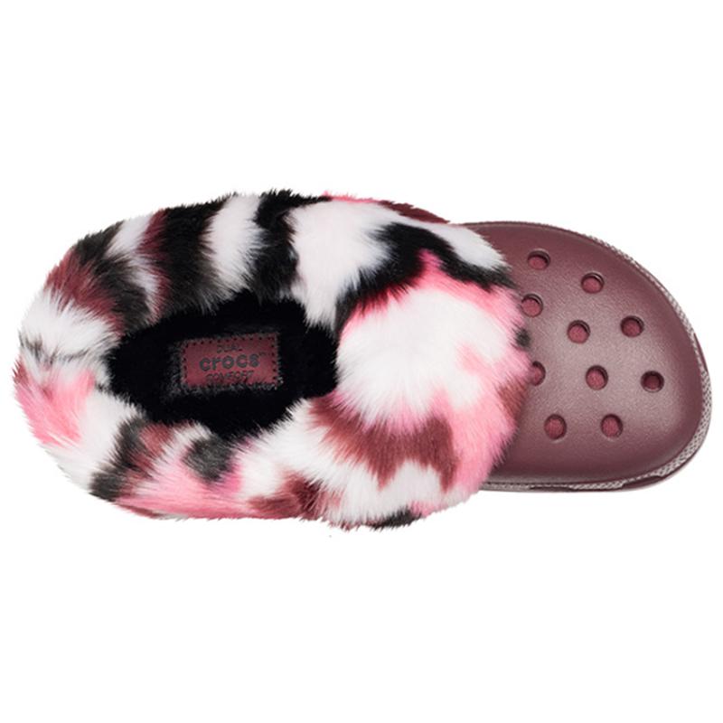 Crocs Classic Clog Mammoth Cotton Sandals Women's Burgundy