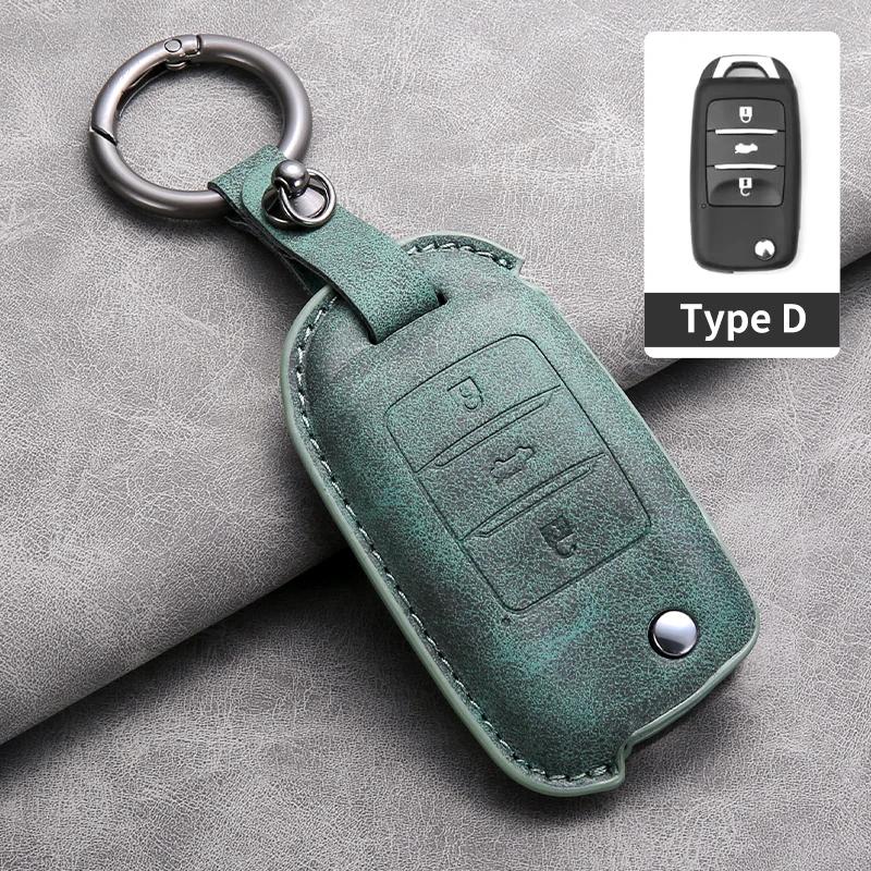 Leather Car Key Cover Car Key Case for Changan CS75 Eado CS35 Raeton CS15 V3 V5 V7 Car Key Case Protective Cover Shell Keychain