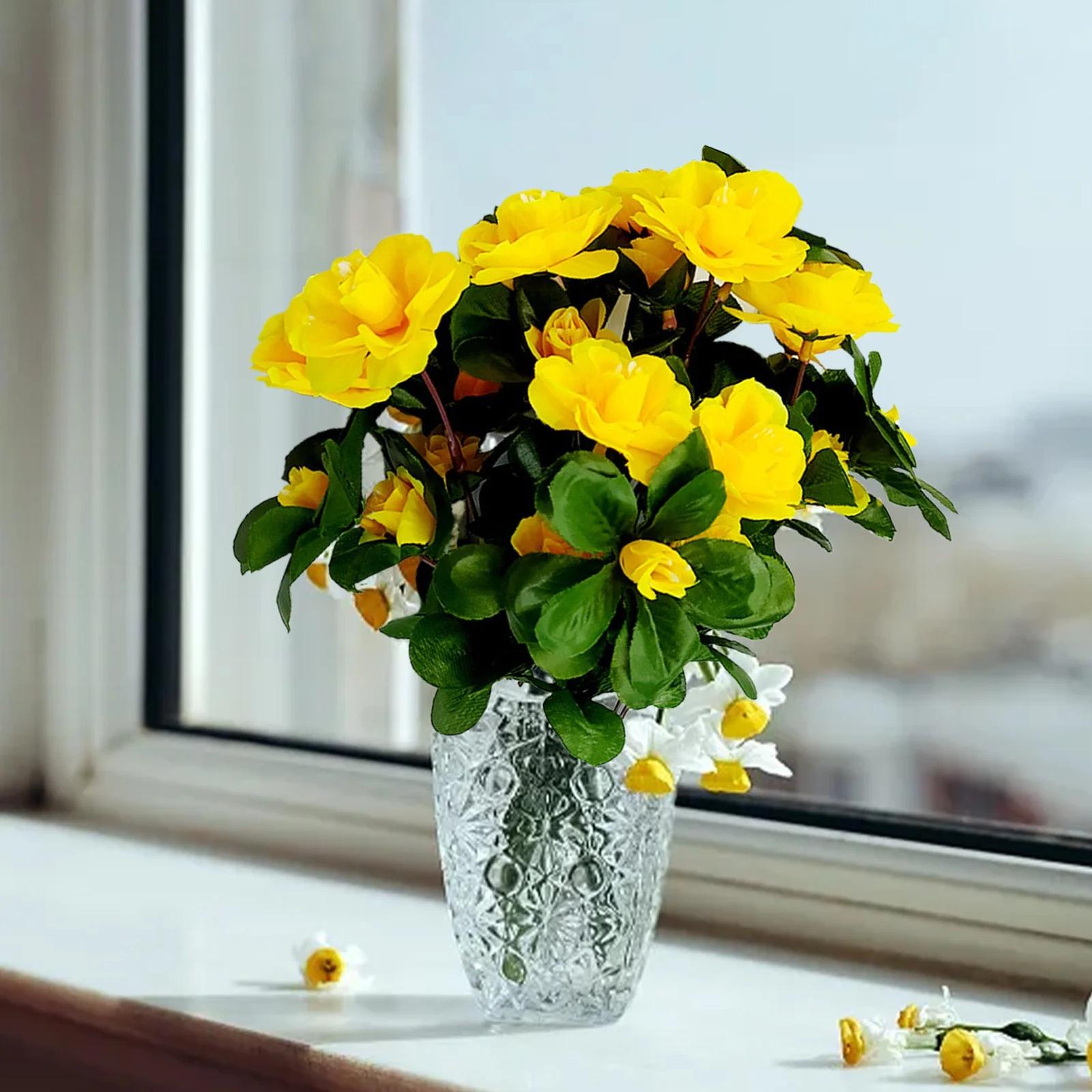 

Indoor Silk Flower Artificial Faux Flowers Outdoor UV Resistant Garden Plants Faux Plants For Indoor Home Kitchen Table Centerpieces Decor One Size жовтий