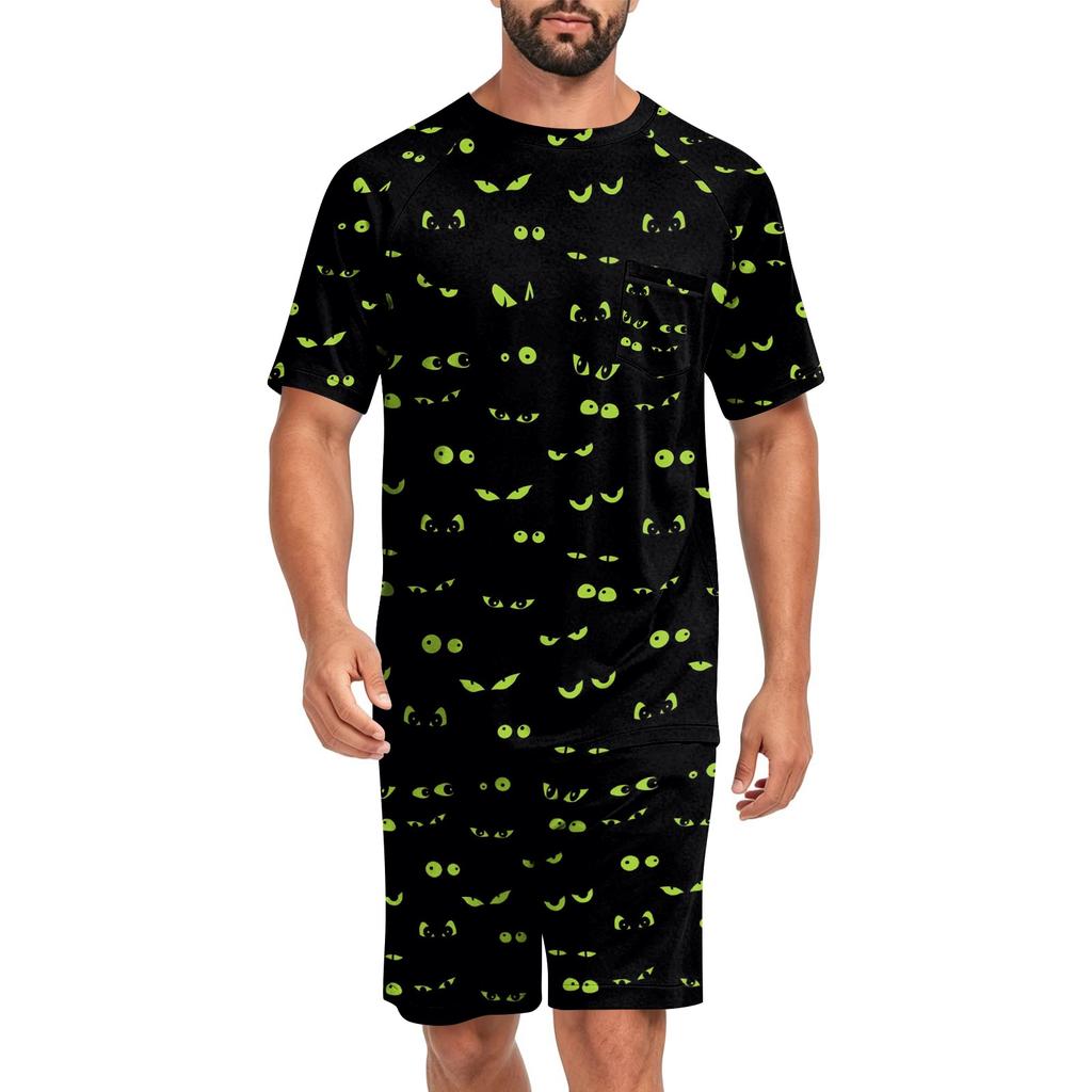 Men's Halloween Loungewear Pajama Set, Comfortable Sleepwear for Holiday Relaxation