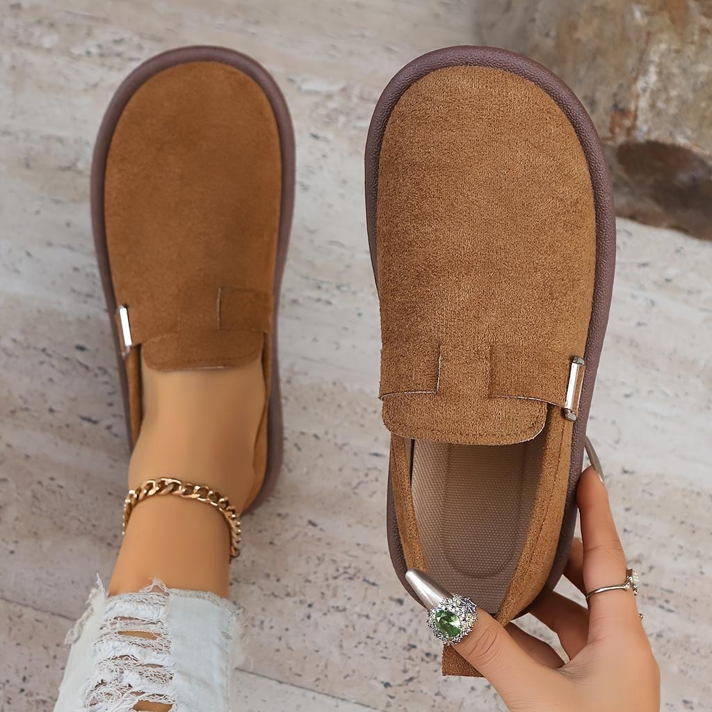 Women'S Solid Color Fashion Flat Shoes, Soft Sole Platform Loafers, Buckle Strap Lightweight Shoes, Women Shoes