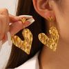 Orecchini Esagerati a Forma di Cuore in Acciaio di Titanio - Stile Europeo-Americano di Lusso Leggero