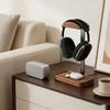Supporto premium in legno per cuffie con vassoio portaoggetti per dispositivi wireless e altre cuffie