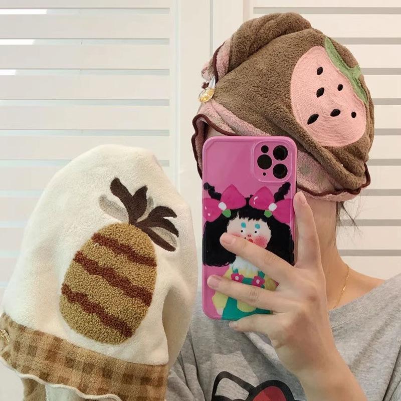 Gorro de Baño para Mujer de Secado Rápido Super Absorbente con Bordado Lindo