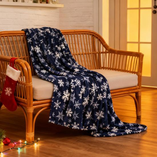 Christmas Flannel Blanket Snowflake Throw Blanket Warm Plush Blanket Cabin Throw for Couch Sofa Bed Office