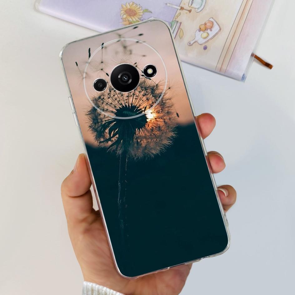 For Funda Xiaomi Redmi A3 Case 2024 Fashion Flower Transparent Silicone Soft TPU Phone Case For Xiomi Redmi A3 RedmiA3 4G Covers