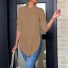 Lapel Shirt Four Seasons Fashion Simple Irregular Ladies Shirt Long-sleeved Shirt