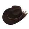 Women Men Western Cowboy Hat, Wide Curved Brim Felt Cowgirl Hat, Vintage Jazz Riding Hat, Removable Hat Belt, Head Circumference 56‑58cm