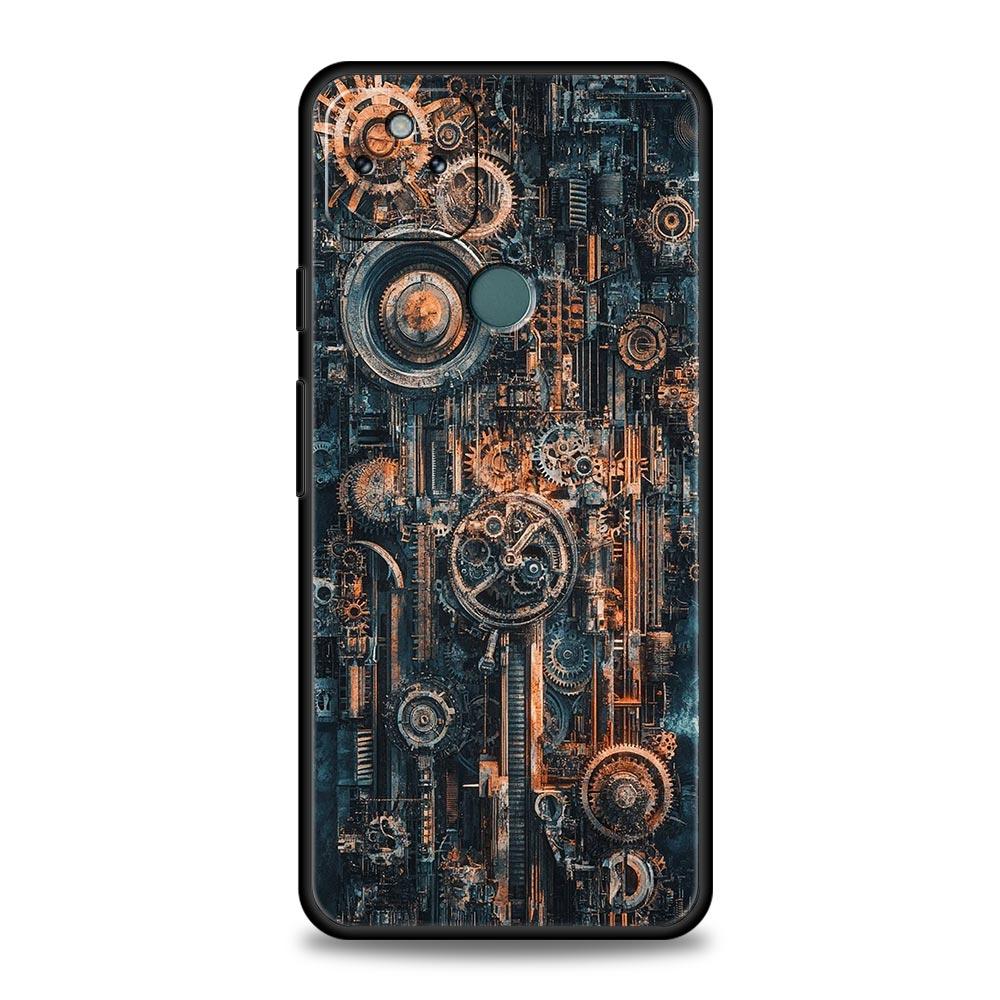 

Mechanical Gear Pattern Phone Case Cover for Google Pixel 10 9 8 7 6 9A 8A 7A 6A Pro Shockproof Soft TPU 9 Pro XL Shell Capas Pixel 6