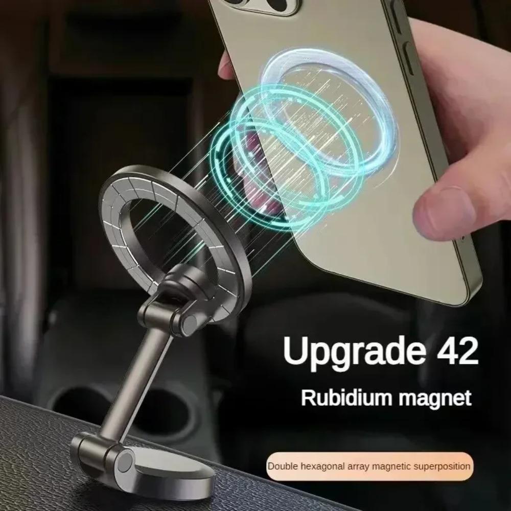 360° Adjustable Magnetic Car Mount - Alloy Folding Cell Phone Holder Used for iPhone 15 14 13 12 Pro