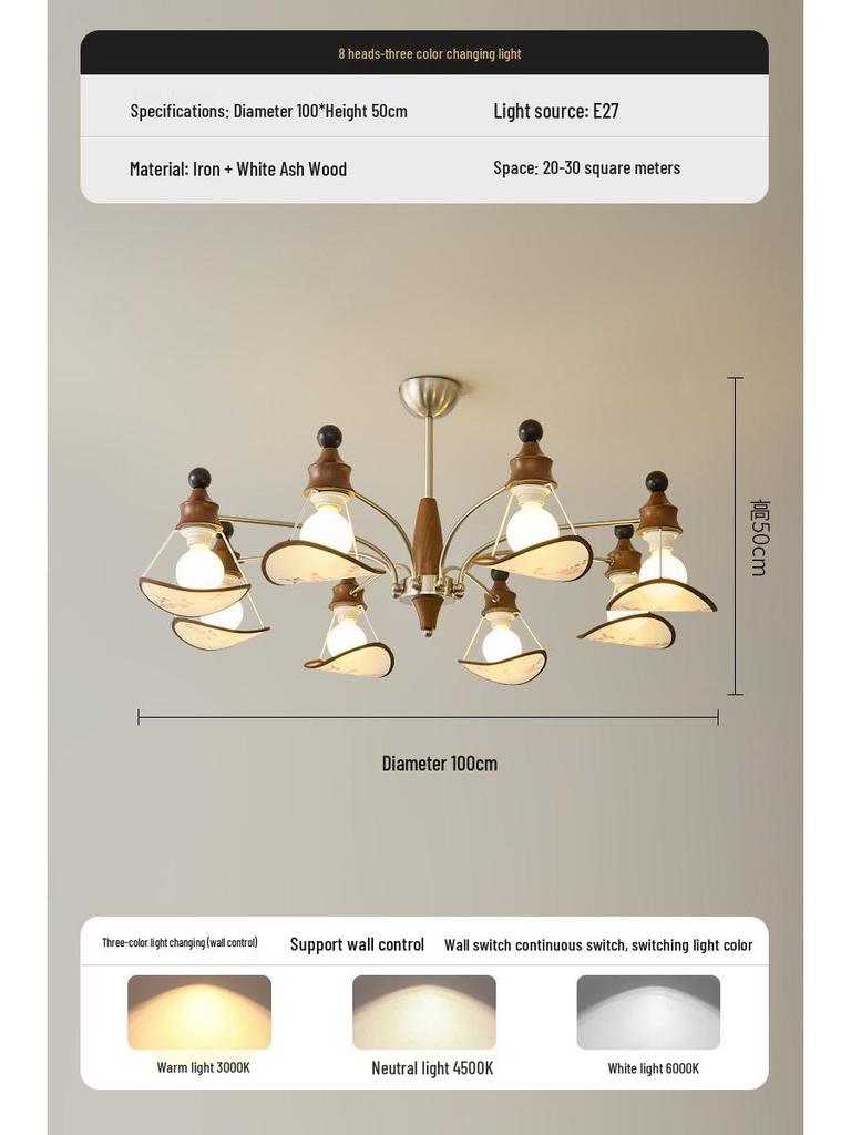 Retro American Chandelier: Versatile Living Room, Bedroom & Dining Lamp with Persimmon Design