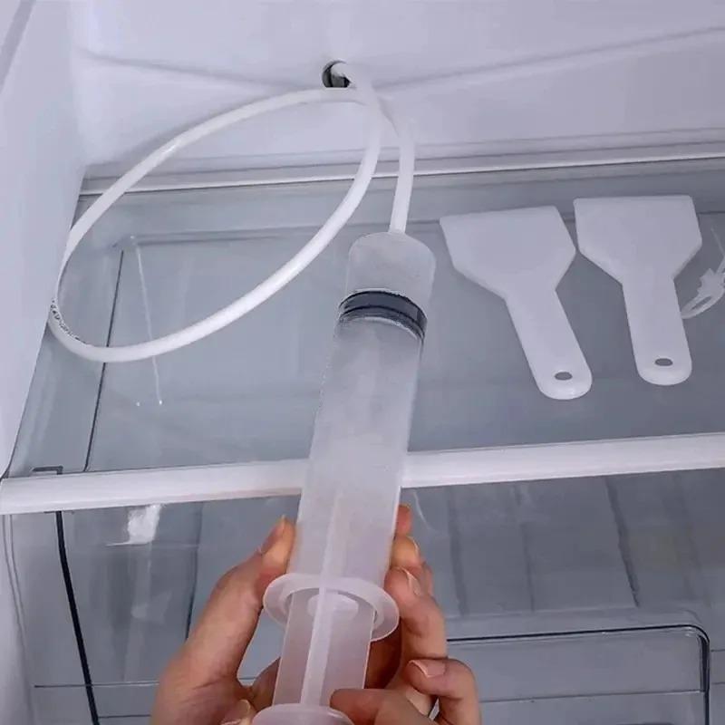 5pcs-set Fridge Dredging Kit Flexible Refrigerator Scrub Brush Reusable Fridge Drain Hole Dredging Remover Cleaning Syringe