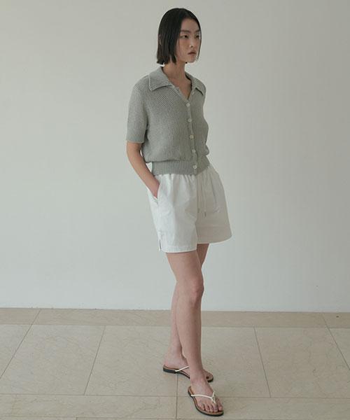 Lingseoul Open Collar Cotton Knit-Mint