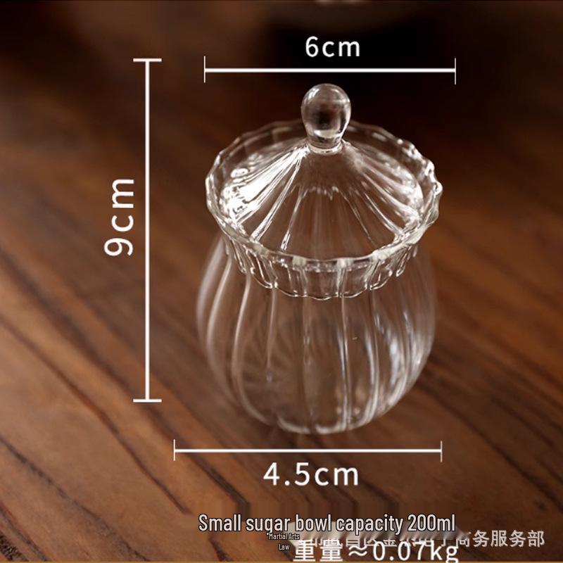 European Retro Striped Glass Jar with Lid - Sugar, Snack, Tea, or Dried Fruit Storage, Transparent and Sealed.