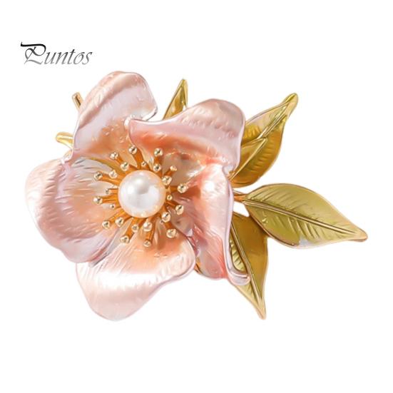 

Женская эмалевая брошь в форме искусственного жемчуга, цветка, листа, костюма, воротника, шляпы, шарфа, украшения для одежды, выпускного бала, украшения для одежды розовый