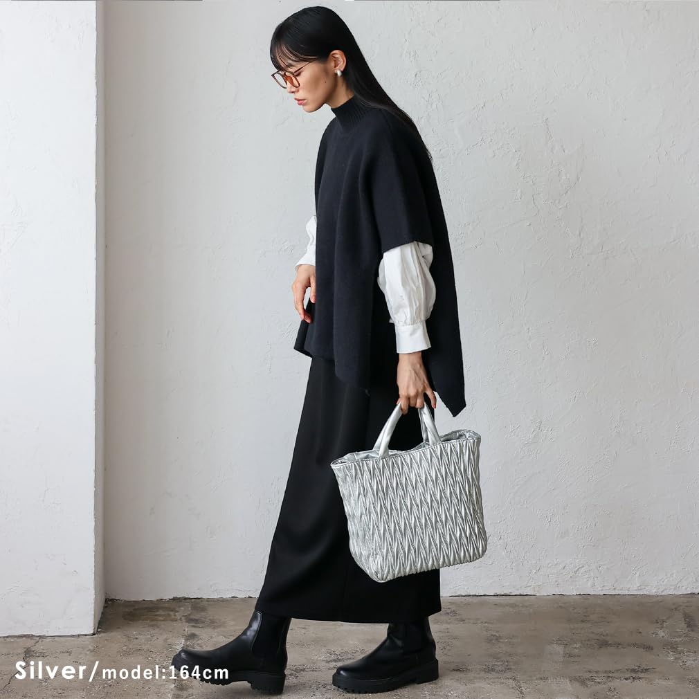 Sac Cabas matelassé en V 2-en-1 VITAFELICE pour Femme (inb-10204p) (argent)