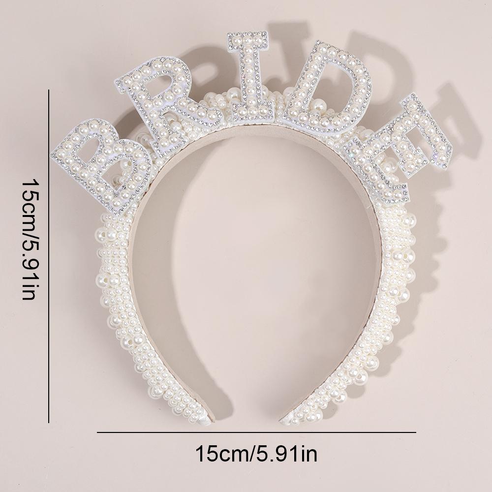 Perlen Stirnband Diadem Luxus Perlen Strass Breit Haarband Elegant BRAUT Schriftzug Haarband Hochzeit Braut Frauen Tiara Accessoires
