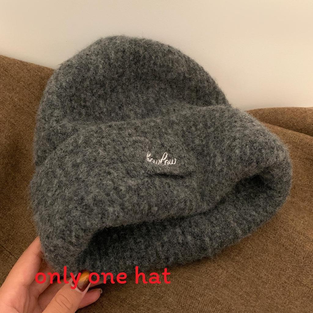 Wool Blend Letter Knitted Hat For Women Winter Cold Weather Warmth