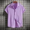 Summer 2026 Men's Loose Solid Color Short-Sleeved Button-Down Casual Shirt