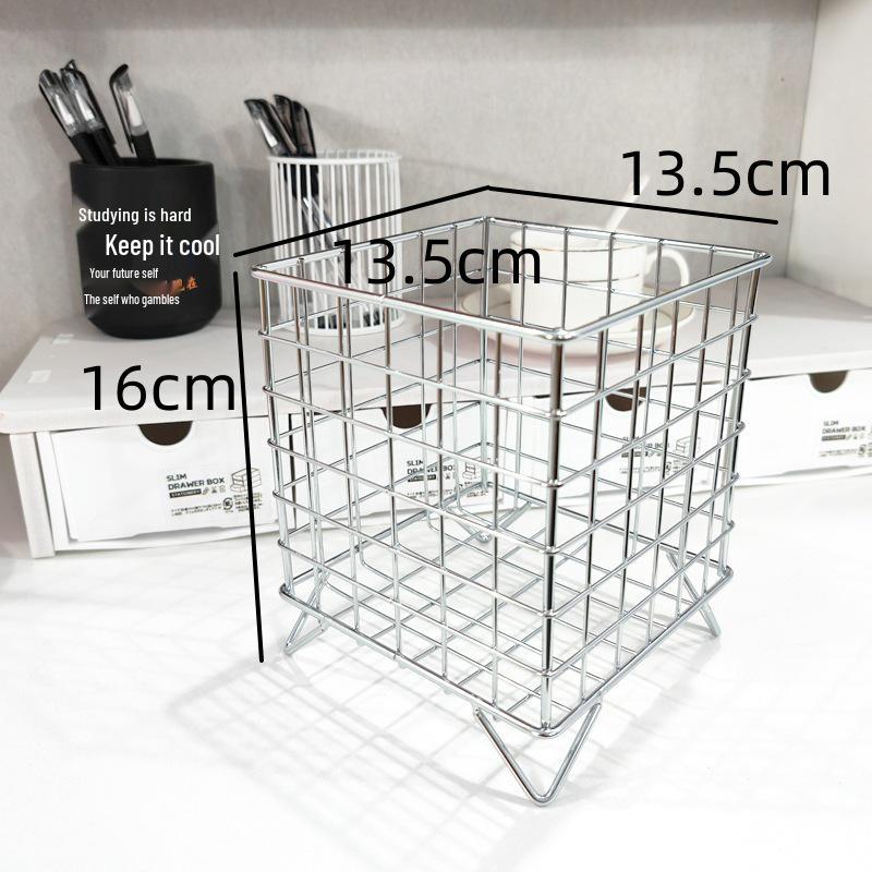 Large Capacity Wrought Iron Desktop Storage Basket for Dormitory and Cosmetics