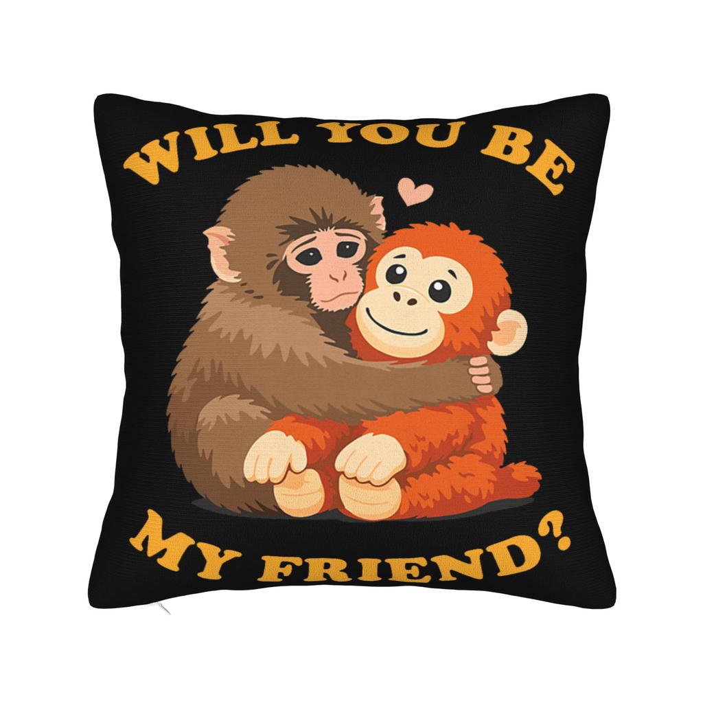 Adorable Cute Baby Monkey Punch Pillow Cover Vintage Pillow Case For Sofa Car Home Decor Graphic Pillowcases Gift Idea