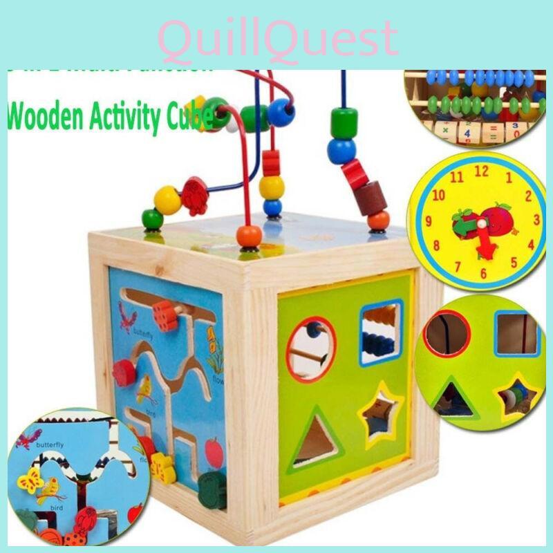 Premium 5 In 1 Wooden Multi-activity Cube Educational Toy For Kids And Babies