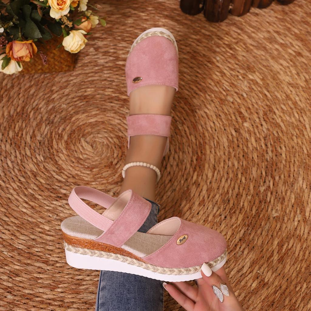 Fashion Women Closed Toe Wedge Sandals Women Summer Buckle Strap Gladiator Shoes Woman Fashion Espadrilles Platform Sandals Womens Shoes
