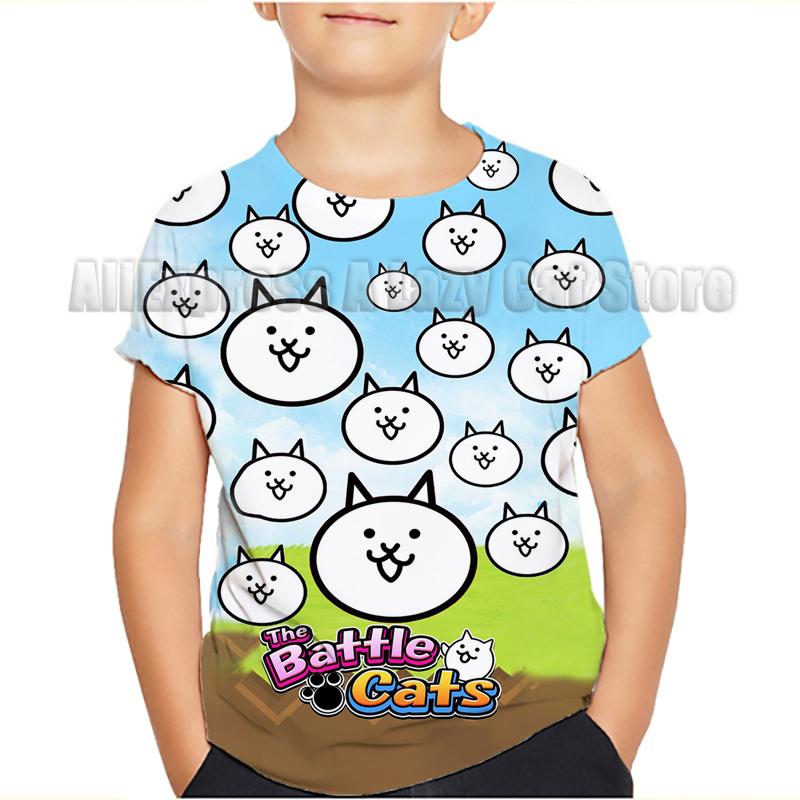 Game The Battle Cats T Shirt Banban Garden O-Neck Tshirt Cartoon Tops Tees Children Anime T-shirt Summer Clothes Camiseta
