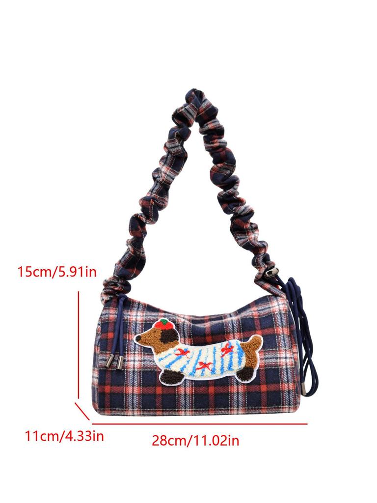 Cute Dachshund Cartoon Suede Shoulder Handbag - 2025 Niche Women's Underarm Square Bag