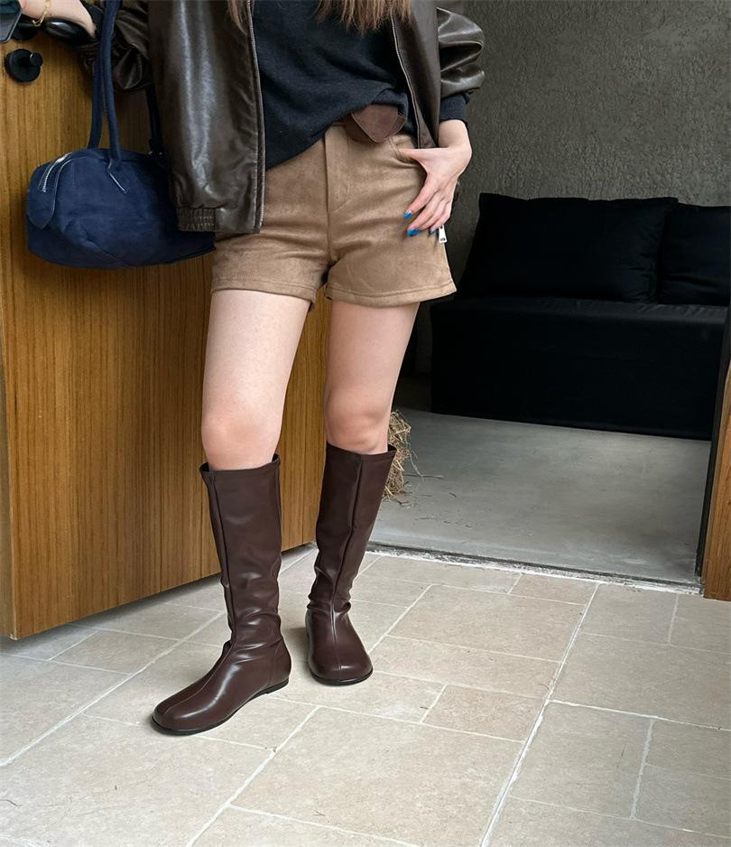 

Версия из коровьей кожи~ внутренняя высота увеличивается на 4 см, но эластичные тонкие женские ботфорты из ретро-кожи, высокие сапоги, сапоги-рыцари 39 темно-коричневого