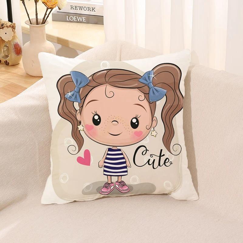 Süßes Mädchen Kleine Prinzessin Bedruckter Kissenbezug Kinderspiel Kinderzimmer Wohnzimmer Sofakissenbezug Heimdeko Geschenk
