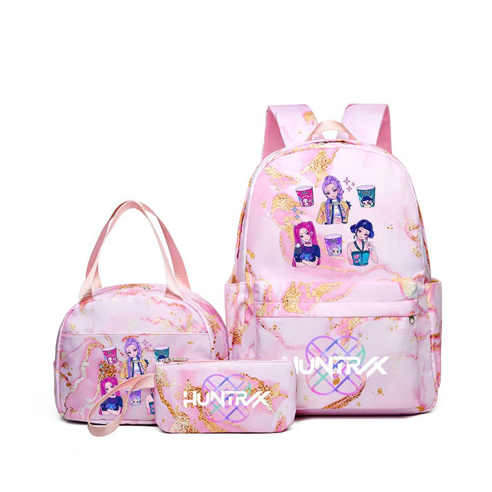 Kpop Witch Hunter Backpack Lunch Bag Pencil Case Set Student Animation Fashion School Bag Pencil Case Lunch Bag