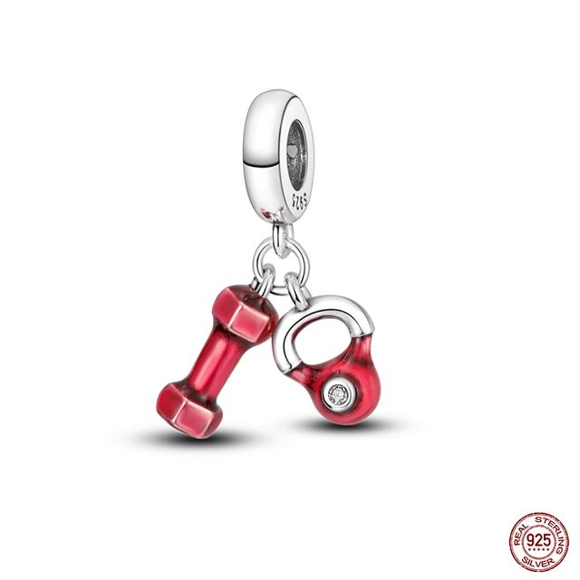 New 925 Sterling Silver Red Color Series Heart Shape Charms Beads Lucky Jewelry Gifts