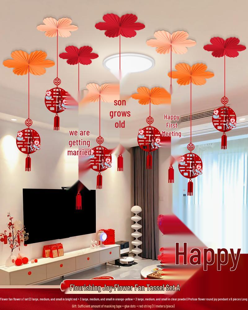Ceiling Hanging Decorations: Wedding, Living Room, Bedroom, Boudoir Pendants & Fan Floral Ornaments