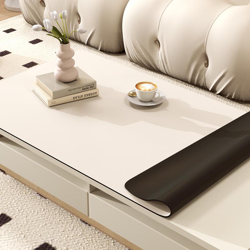 

1.6mm Thick Silicone Table Cover Protector Waterproof Soft Silica Tabletop Protective Pad for End Table/Night Stand/Side Table 60*120cm бежевий