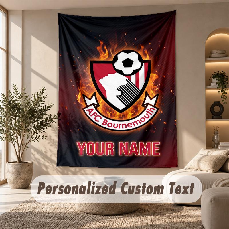 Tapestry Custom Name Text, Wall Hanging Tapestry Home Room DecorBournemouth Football