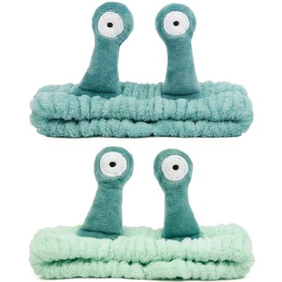 Cute Cartoon Snail Headbands for Women Girls Xmas Gift- Coral Elastic Shower Spa Hairband for Washing Face, Skincare Headbands