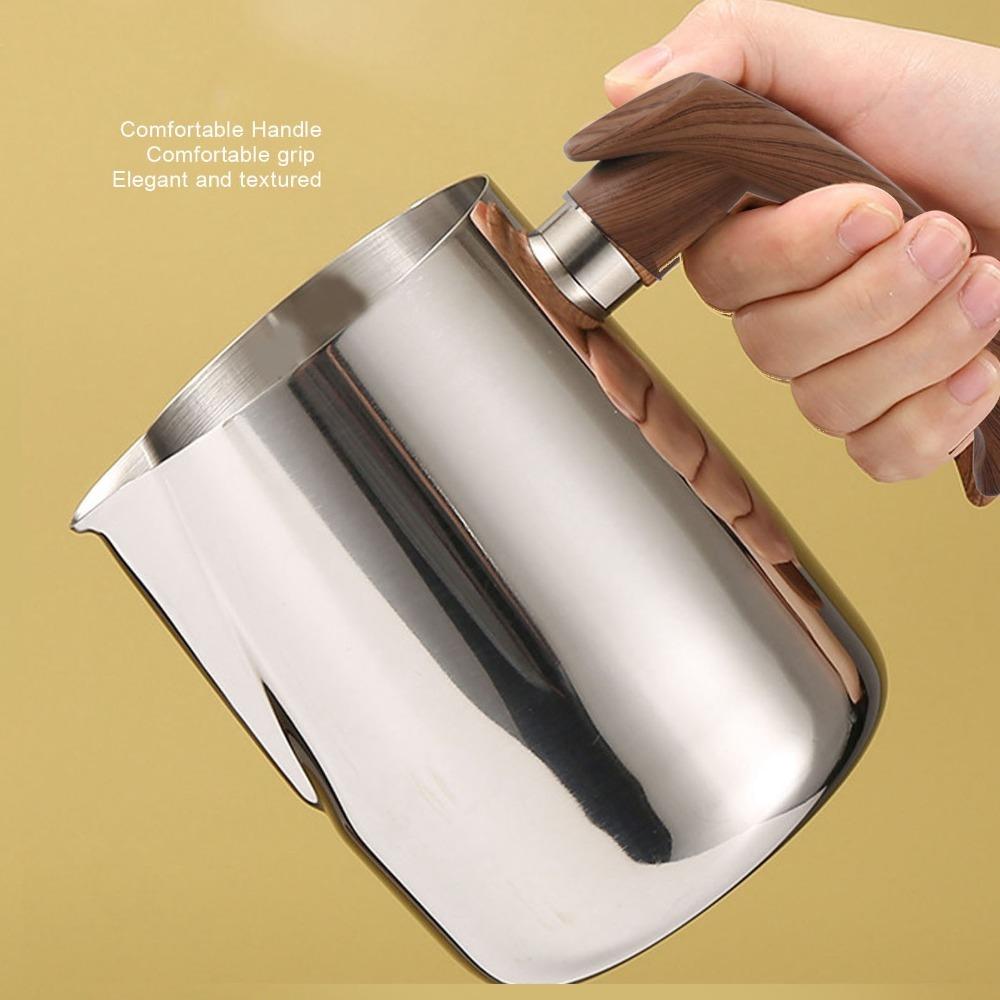 Dripless Spout Milk Frothing Cup 304 Stainless Steel Milk Frothing Pitcher  Cappuccino Making серебряный