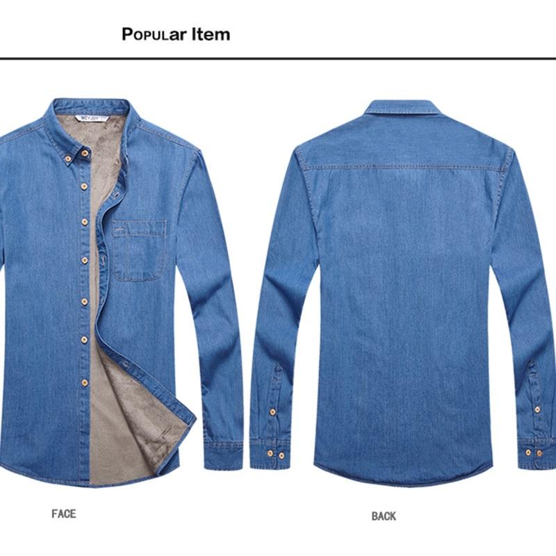 New Designer Thick Plus Cashmere Warm Shirt Men Long-sleeved Casual Cotton Men Shirts Brand Denim Clothing Mens Camisa 4XL