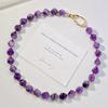12Mm Retro High Quality Natural Amethyst Design Necklace Collarbone Chain