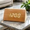 Voice-Activated Wooden Office Silent Multifunctional Digital Clock with Temperature Display and Student Alarm
