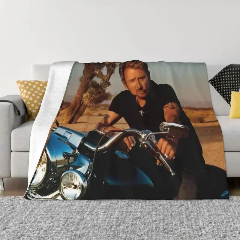 Johnny Hallyday Decken, warmer Flanell, französischer Sänger, Überwurf, Decke für Sofa, Büro, Tagesdecken